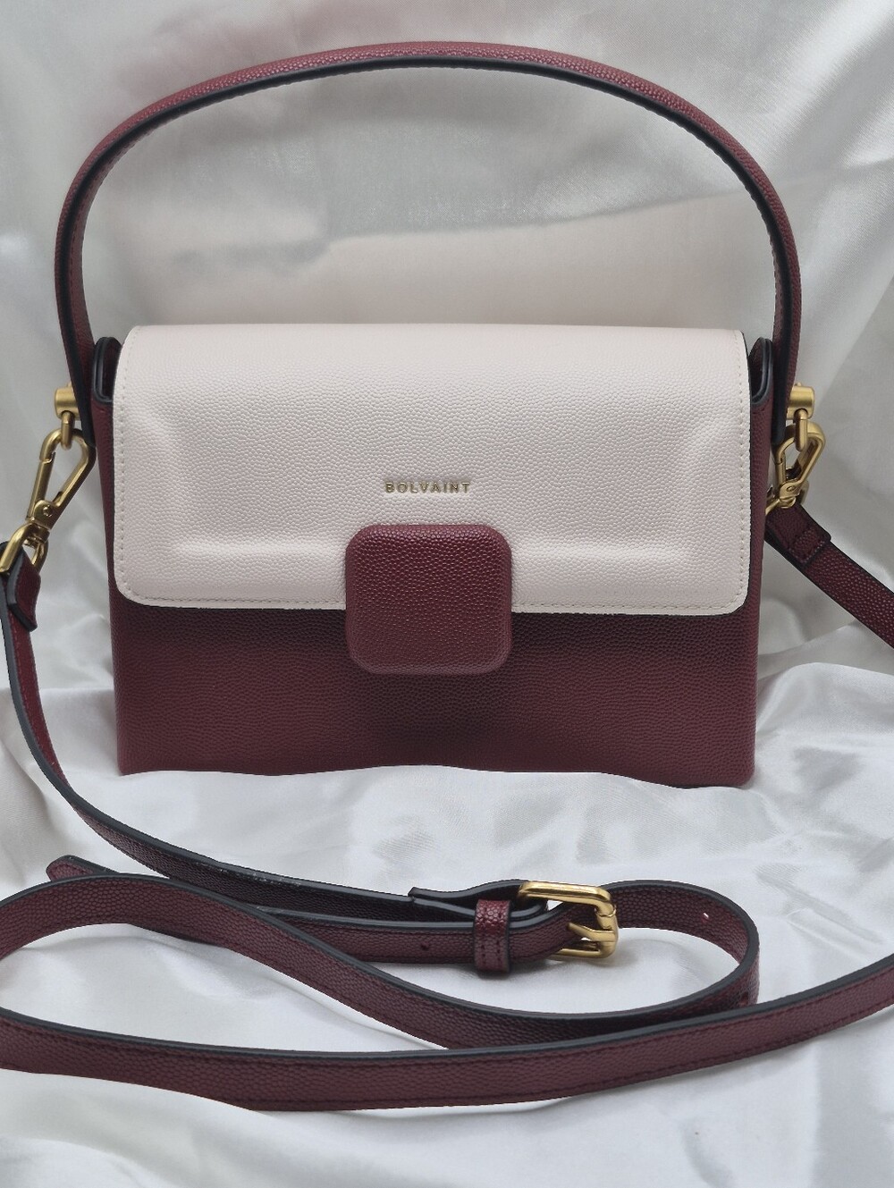 Bolvaint Auer Collection The Marianne Luxury Clutch Cream & Burgundy Crossbody